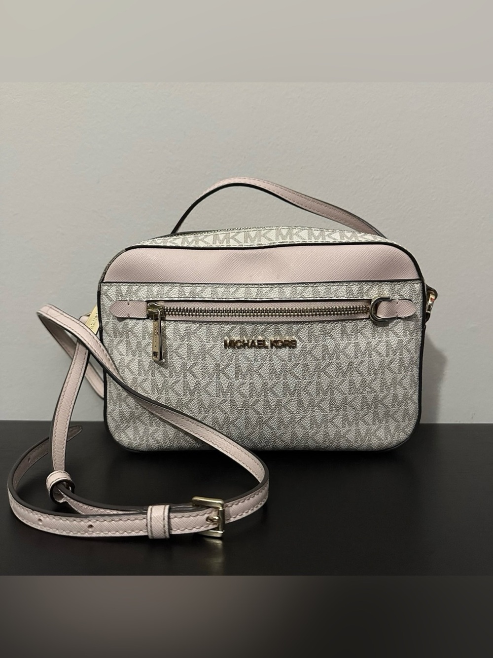 Michael Kors Jet Set Crossbody Bag Large Logo Vanilla Powder Blush